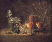 Jean Baptiste Simeon Chardin Cold peach fruit baskets with wine grapes Germany oil painting reproduction